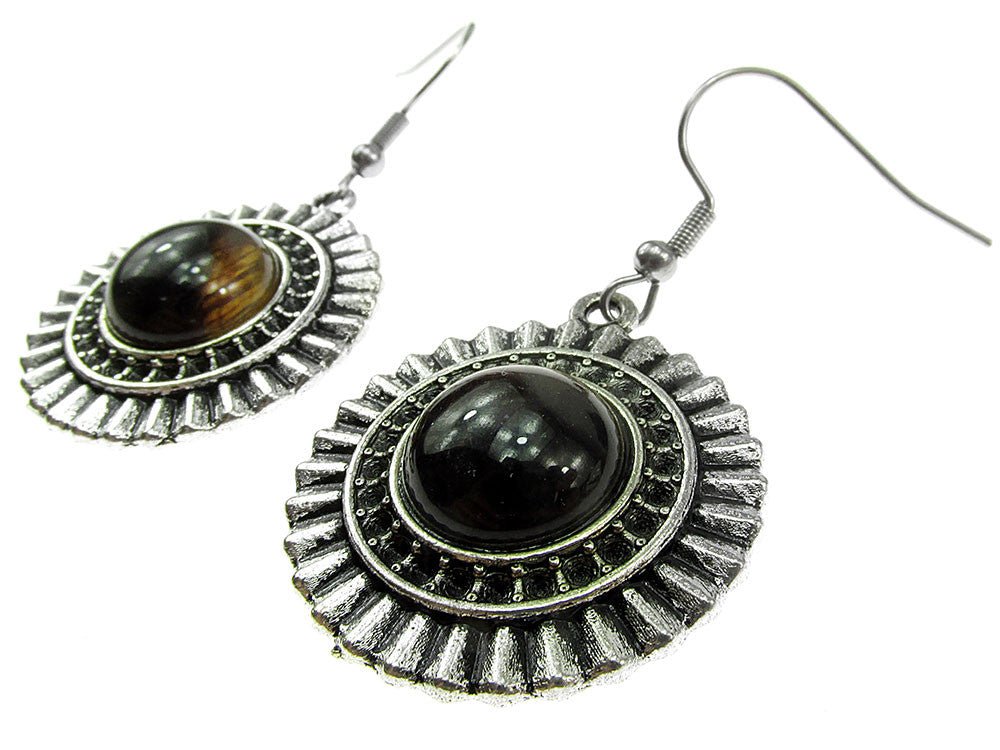 Cercei candelabru model raze cu ochi de tigru natural - GlamBazaar.ro