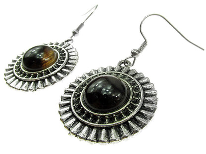 Cercei candelabru model raze cu ochi de tigru natural - GlamBazaar.ro