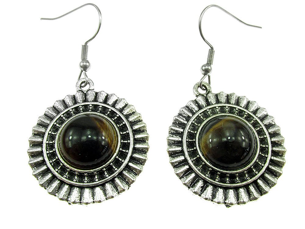 Cercei candelabru model raze cu ochi de tigru natural - GlamBazaar.ro