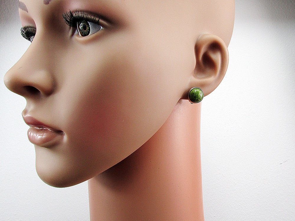 Cercei clips inox cu piatra naturala unakit 10 MM - GlamBazaar.ro