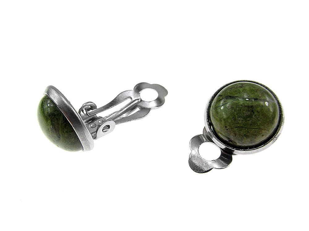 Cercei clips inox cu piatra naturala unakit 10 MM - GlamBazaar.ro