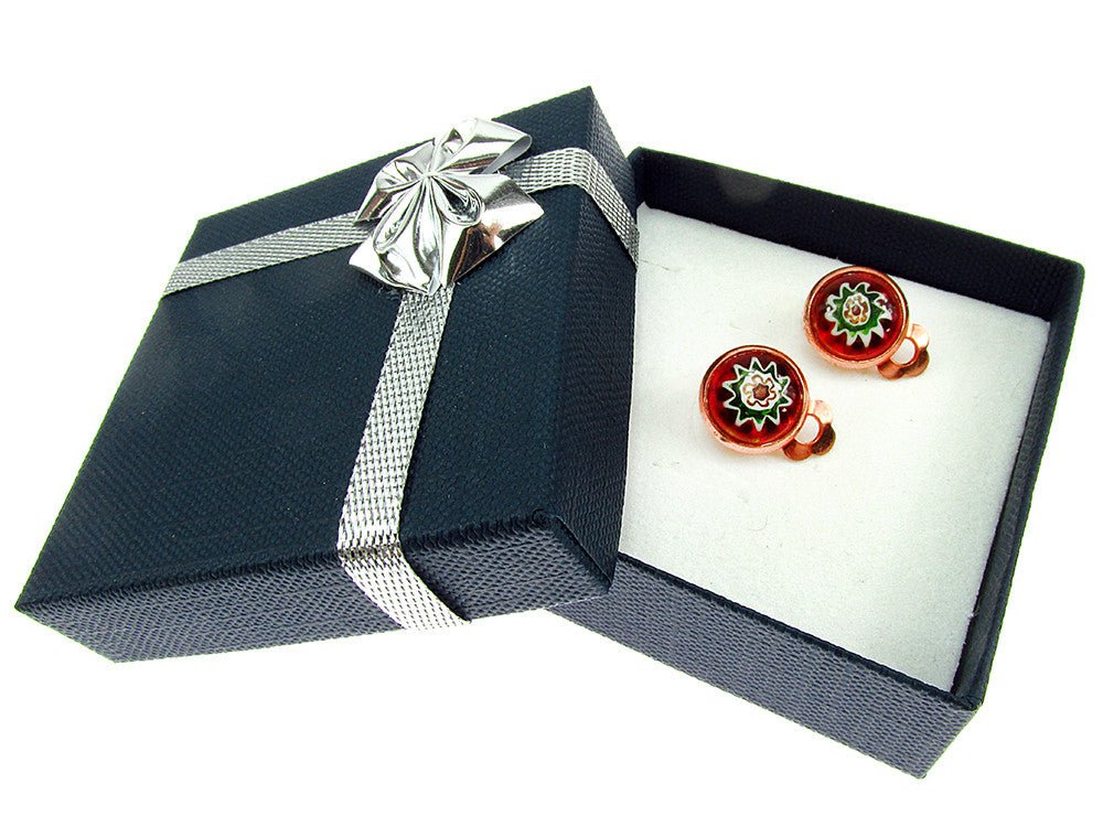 Cercei clips Millefiori rosu 10 MM - GlamBazaar.ro