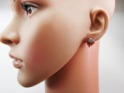 Cercei clips Millefiori rosu 10 MM - GlamBazaar.ro