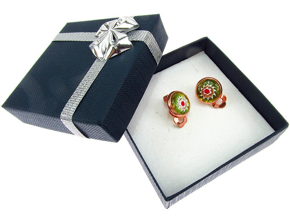 Cercei clips Millefiori verde 10 MM - GlamBazaar.ro