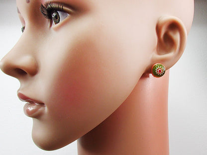 Cercei clips Millefiori verde 10 MM - GlamBazaar.ro