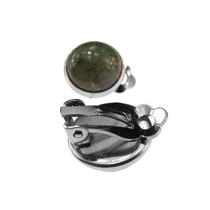 Cercei clips piatra naturala unakit 12 MM - GlamBazaar.ro