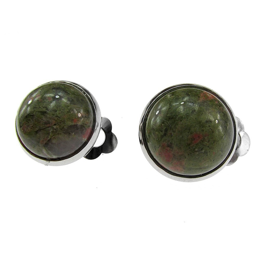 Cercei clips piatra naturala unakit 12 MM - GlamBazaar.ro