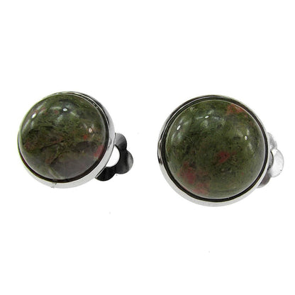 Cercei clips piatra naturala unakit 12 MM - GlamBazaar.ro