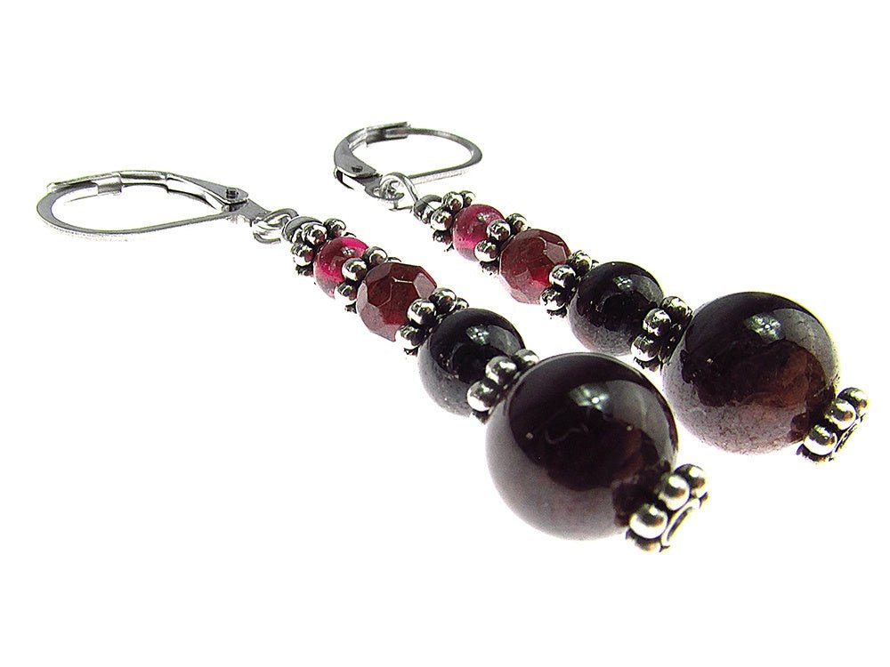 Cercei lungi cu granate - GlamBazaar.ro