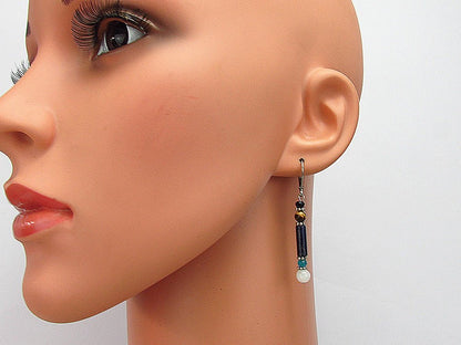 Cercei lungi mix lapis lazuli, piatra lunii, ochi de tigru - GlamBazaar.ro