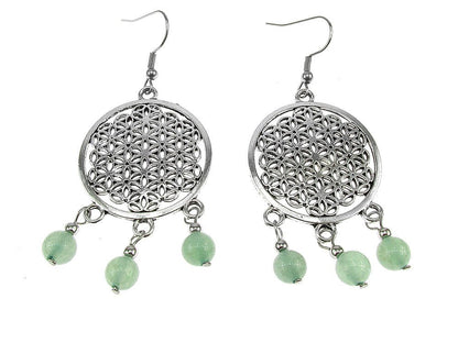 Cercei mari Floarea Vietii cu aventurin natural - GlamBazaar.ro