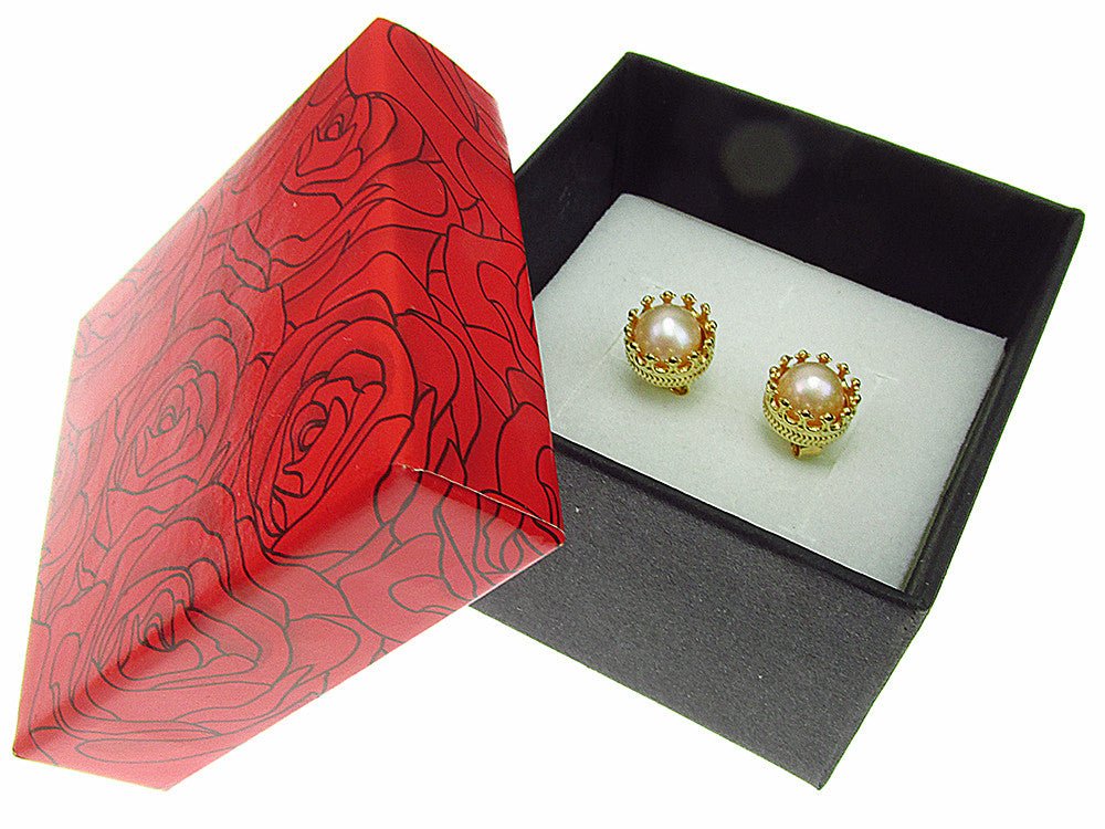 Cercei Princess argint placat cu aur cu perle oranj de cultura 6 MM - GlamBazaar.ro