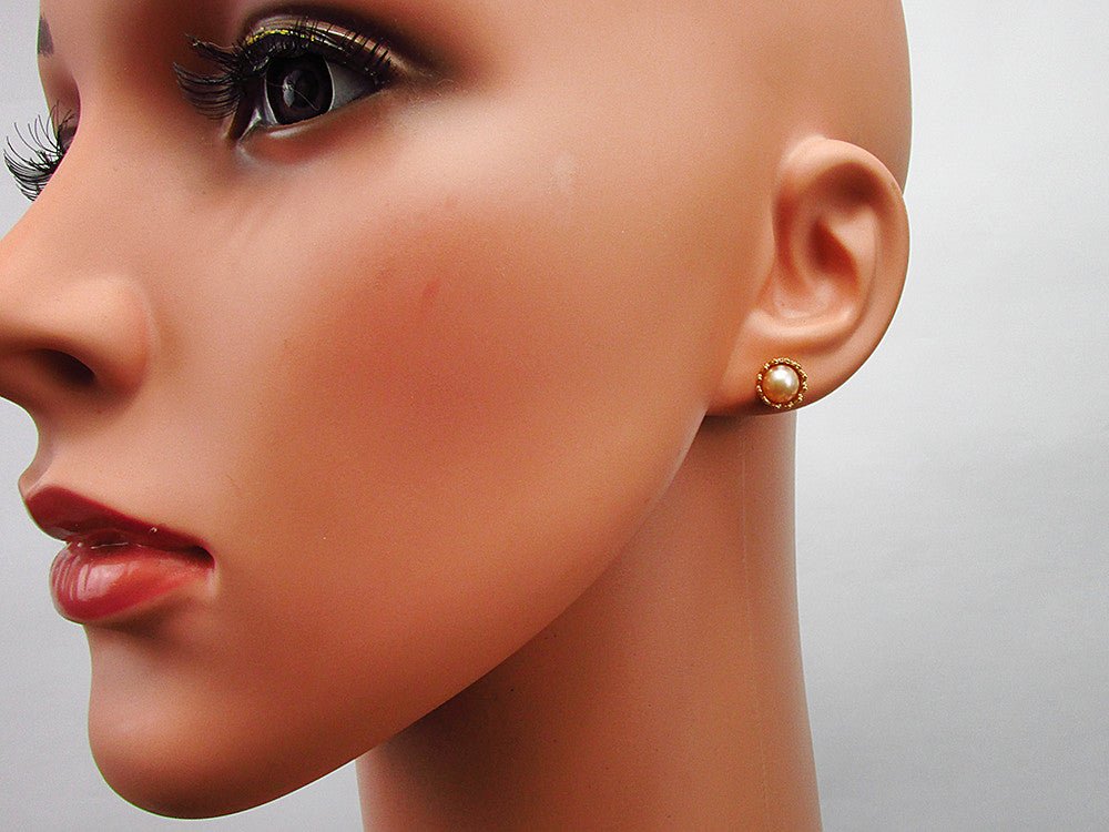 Cercei Princess argint placat cu aur cu perle oranj de cultura 6 MM - GlamBazaar.ro