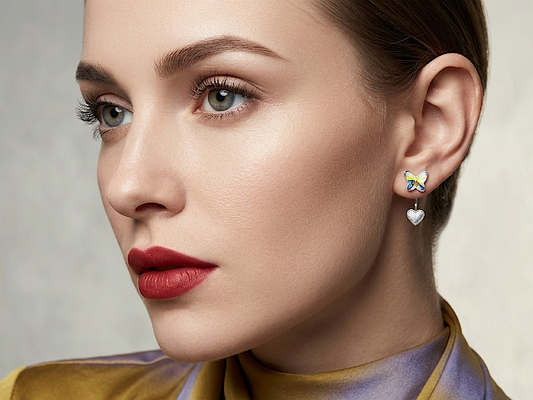 Cercei argint Double Glam fluture si inimioara