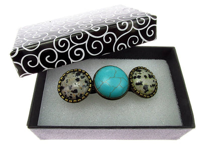 Clama de par bronz antic cu jasp si turcoaz - GlamBazaar.ro