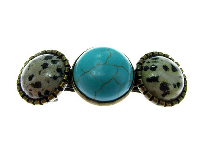Clama de par bronz antic cu jasp si turcoaz - GlamBazaar.ro
