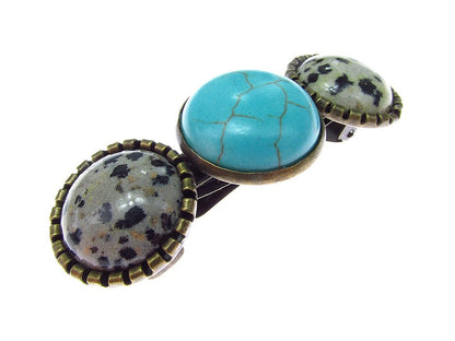 Clama de par bronz antic cu jasp si turcoaz - GlamBazaar.ro