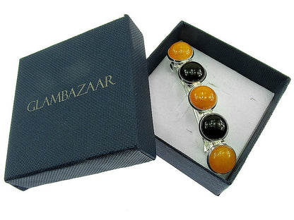 Clama de par cu jad galben si onix - GlamBazaar.ro