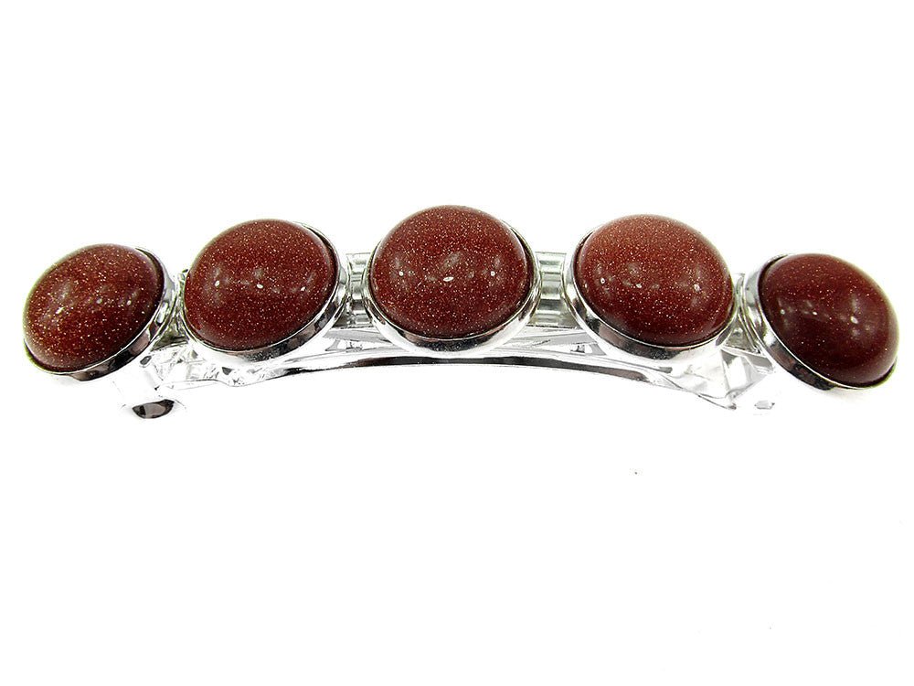 Clama de par cu piatra soarelui maro - GlamBazaar.ro