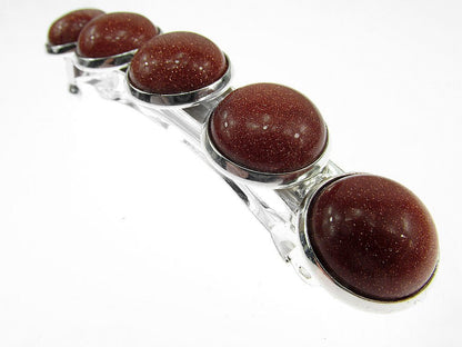 Clama de par cu piatra soarelui maro - GlamBazaar.ro