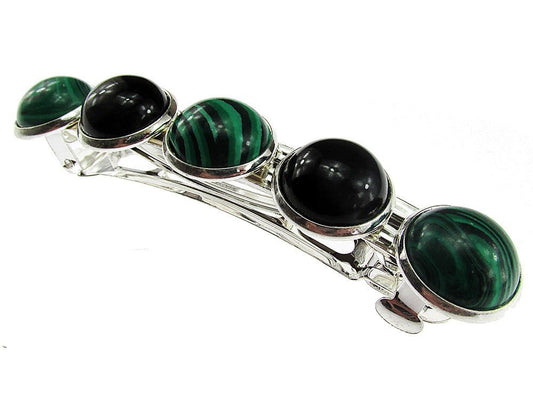 Clama de par cu pietre malachit si onix - GlamBazaar.ro