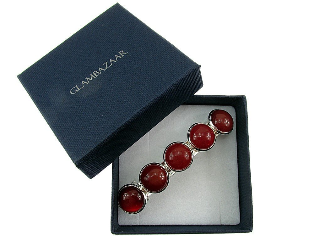 Clama de par cu pietre naturale carneol - GlamBazaar.ro