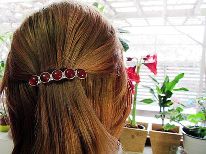 Clama de par cu pietre naturale carneol - GlamBazaar.ro