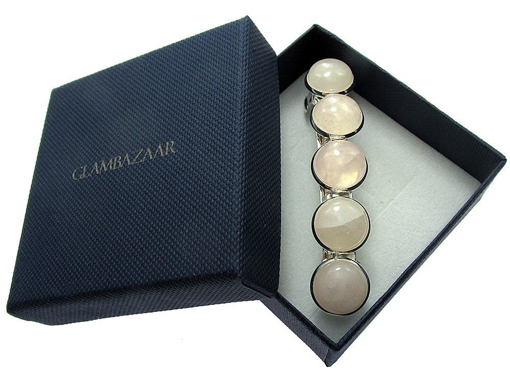 Clama de par cu pietre naturale cuart roz - GlamBazaar.ro