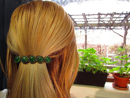 Clama de par vintage cu agate verzi - GlamBazaar.ro