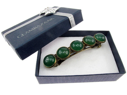 Clama de par vintage cu agate verzi - GlamBazaar.ro
