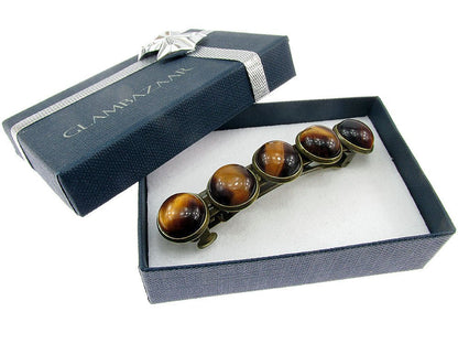 Clama de par vintage cu ochi de tigru - GlamBazaar.ro