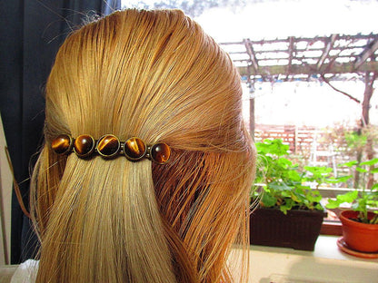 Clama de par vintage cu ochi de tigru - GlamBazaar.ro