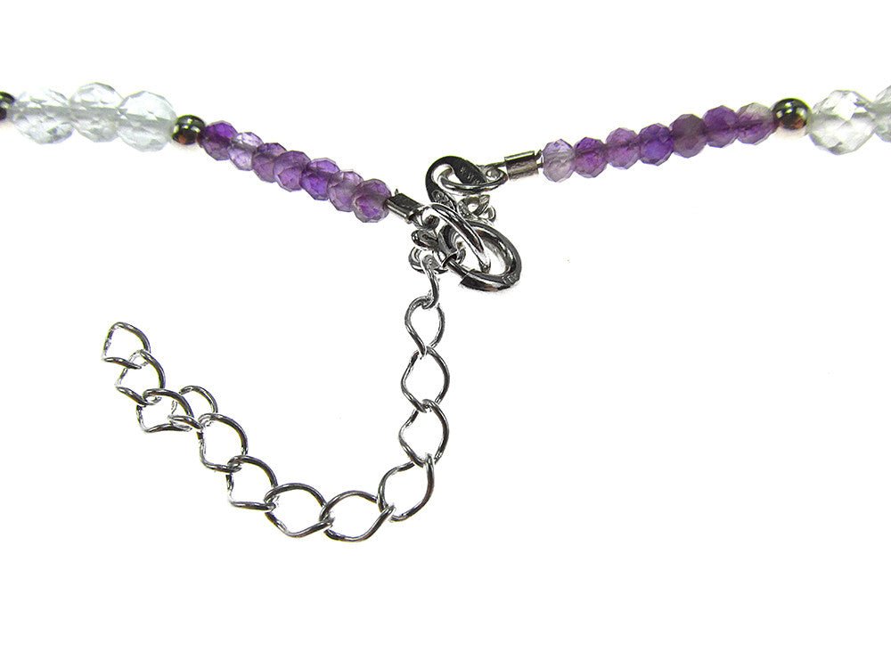 Colier ametist, topaz si perle de cultura cu argint - GlamBazaar.ro