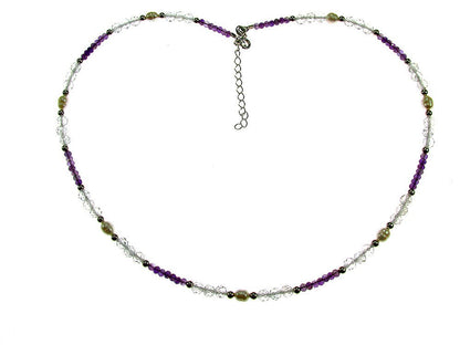 Colier ametist, topaz si perle de cultura cu argint - GlamBazaar.ro