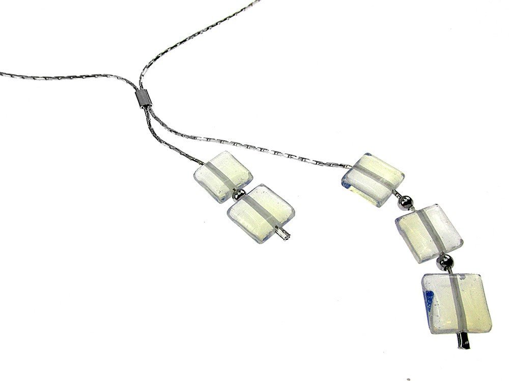 Colier argint asimetric cu opalit - GlamBazaar.ro