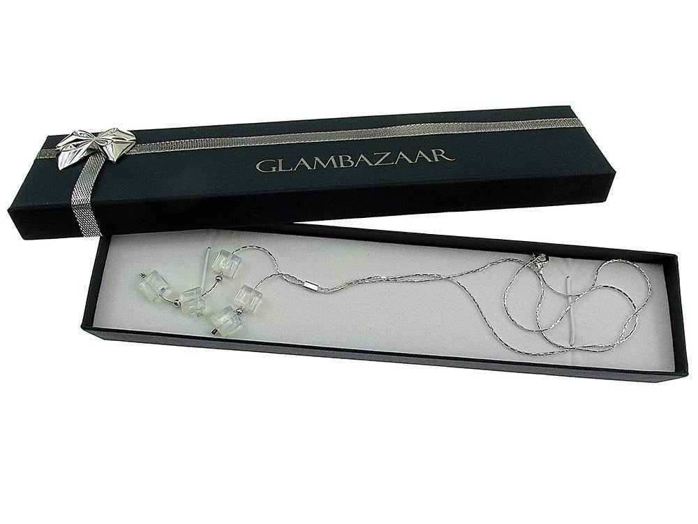 Colier argint asimetric cu opalit - GlamBazaar.ro