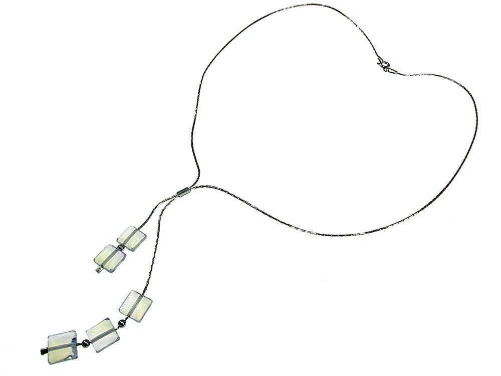 Colier argint asimetric cu opalit - GlamBazaar.ro