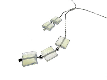 Colier argint asimetric cu opalit - GlamBazaar.ro