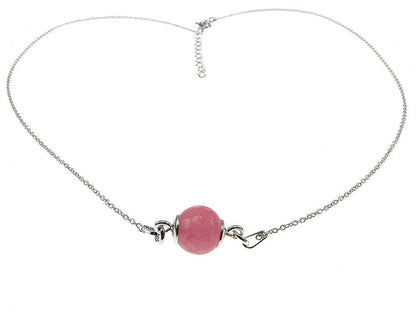 Colier argint cu jad roz natural fatetat - GlamBazaar.ro