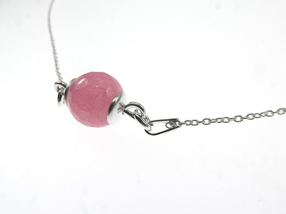 Colier argint cu jad roz natural fatetat - GlamBazaar.ro