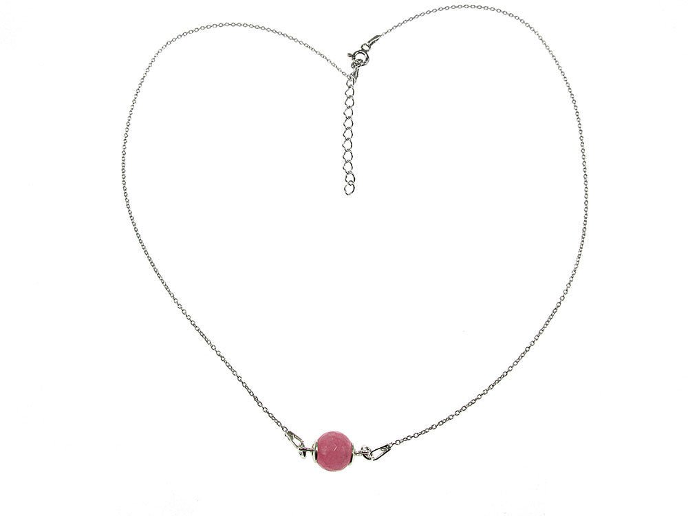 Colier argint cu jad roz natural fatetat - GlamBazaar.ro