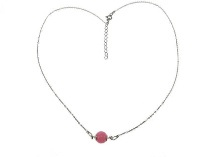 Colier argint cu jad roz natural fatetat - GlamBazaar.ro
