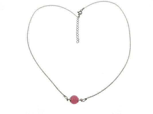 Colier argint cu jad roz natural fatetat - GlamBazaar.ro