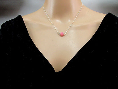 Colier argint cu jad roz natural fatetat - GlamBazaar.ro