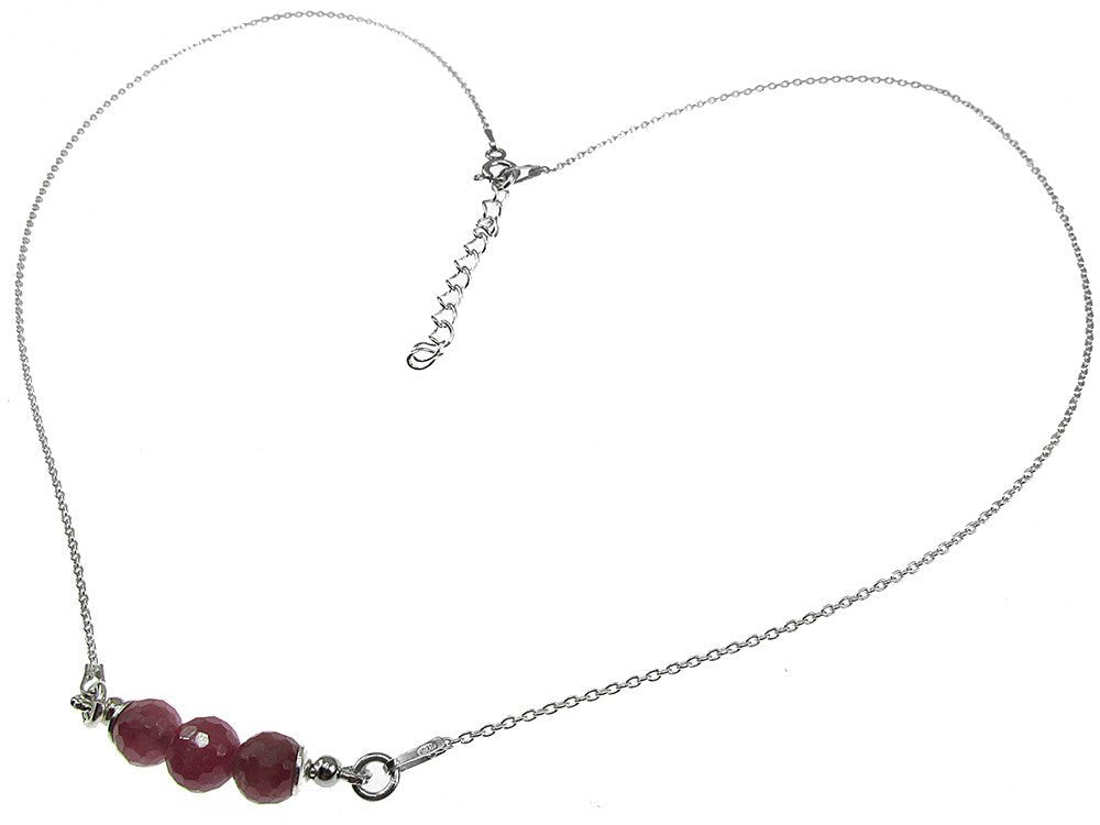 Colier argint cu rubin natural fatetat - GlamBazaar.ro