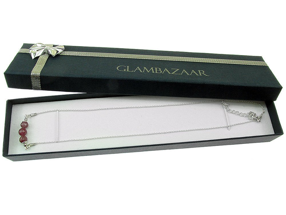 Colier argint cu rubin natural fatetat - GlamBazaar.ro