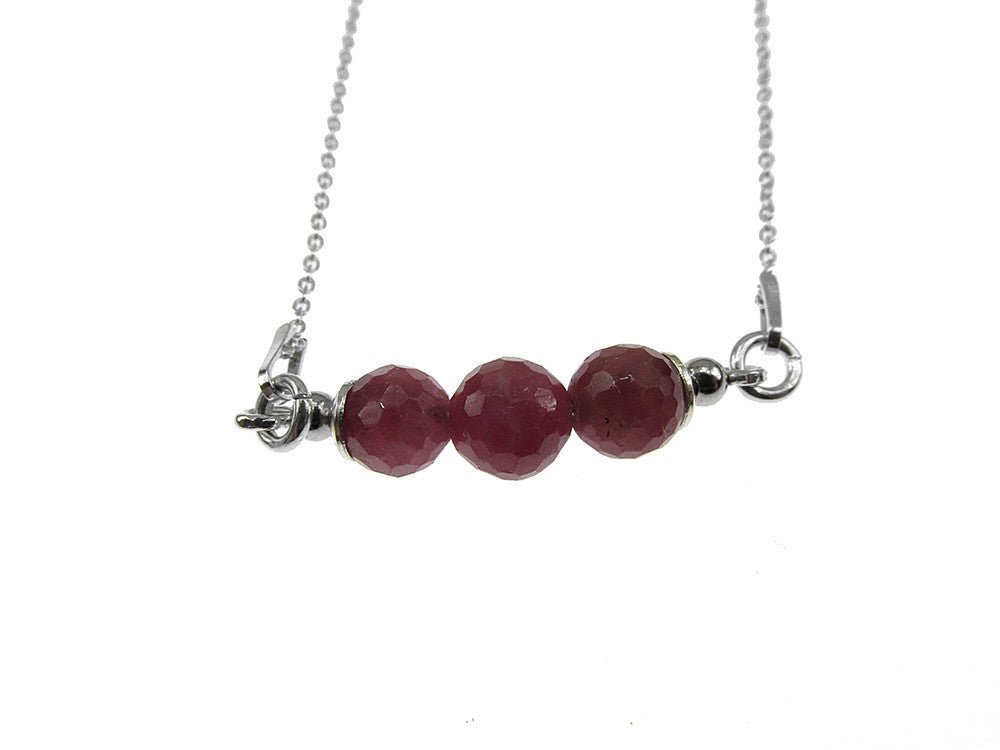 Colier argint cu rubin natural fatetat - GlamBazaar.ro
