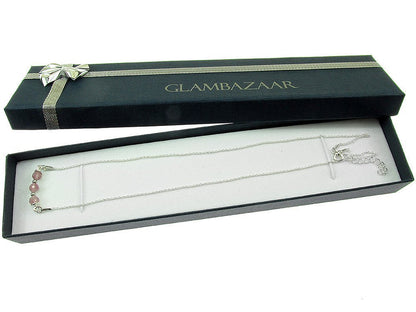 Colier argint cu turmalina roz naturala - GlamBazaar.ro