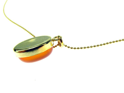 Colier argint placat cu aur cu pandantiv carneol - GlamBazaar.ro