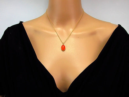Colier argint placat cu aur cu pandantiv carneol - GlamBazaar.ro